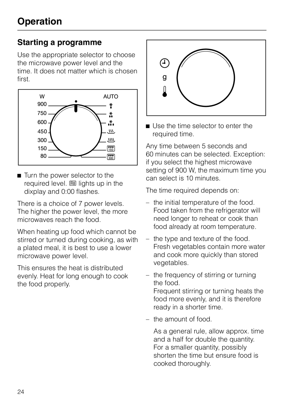 Miele M 637-45 ECR manual Starting a programme 