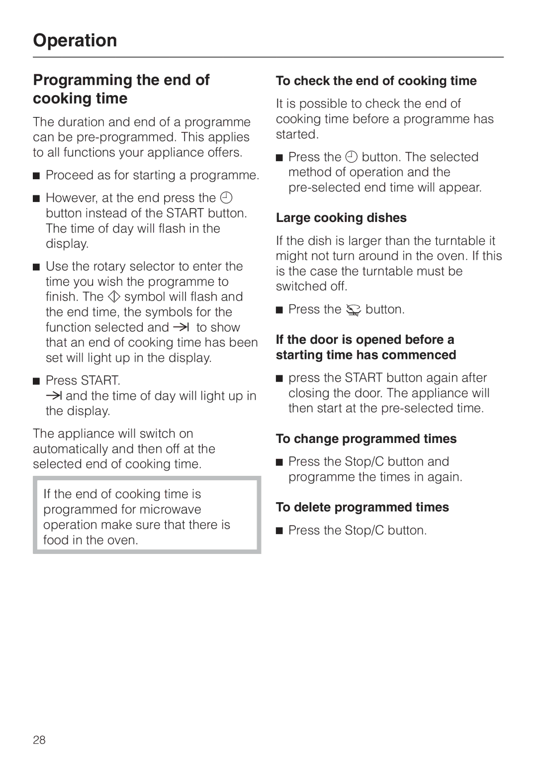 Miele M 637-45 ECR manual Programming the end of cooking time 