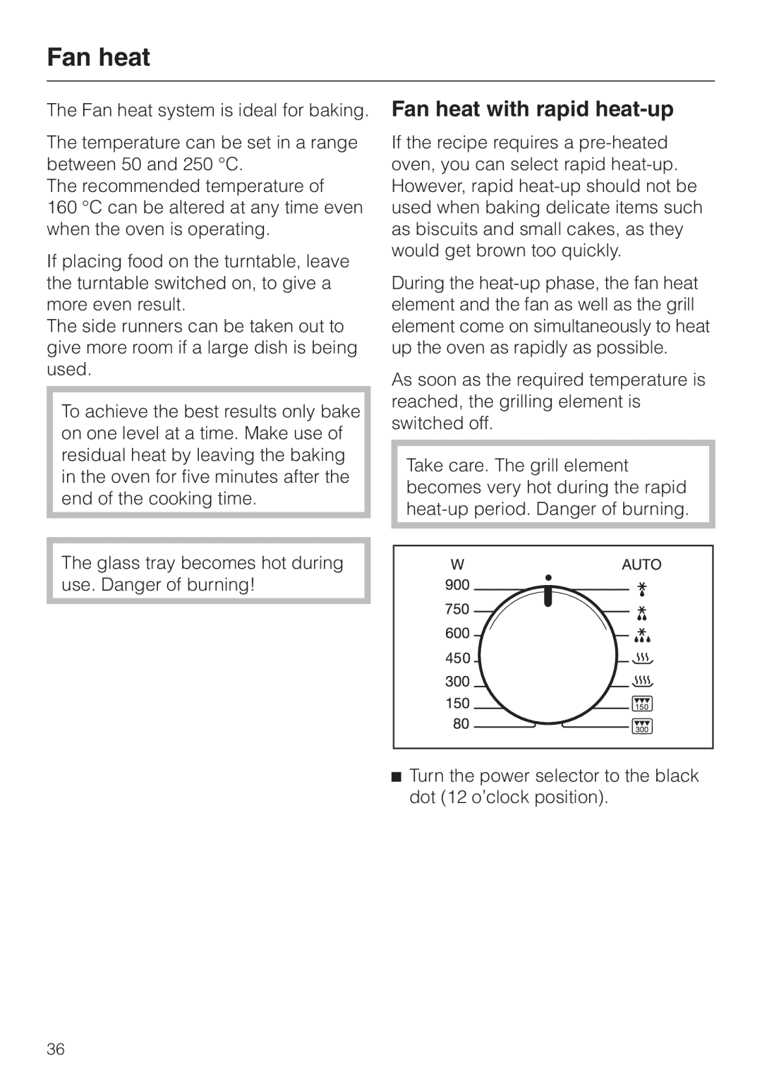 Miele M 637-45 ECR manual Fan heat with rapid heat-up 