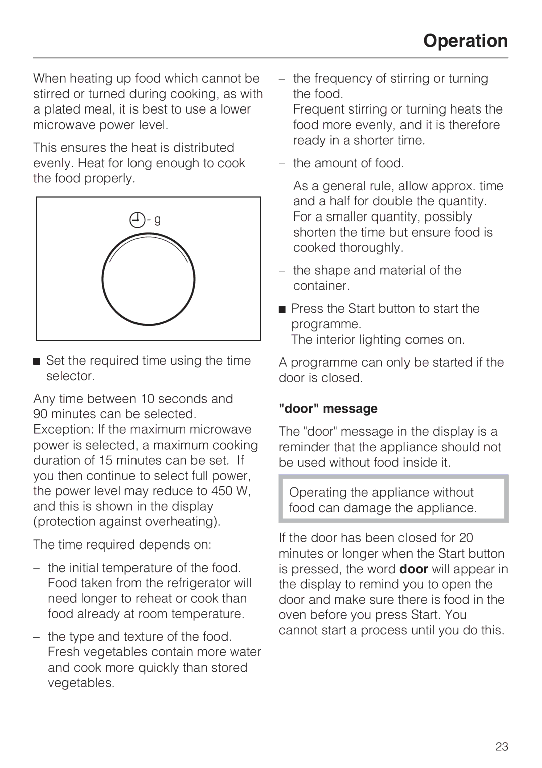 Miele M 8161-1, M 8151-1 manual Door message 