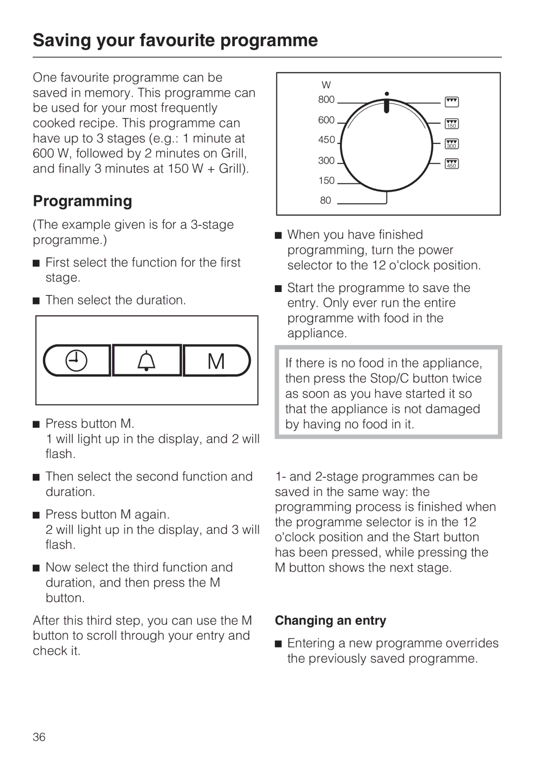 Miele M 8151-1, M 8161-1 manual Saving your favourite programme, Programming, Then select the duration, Changing an entry 