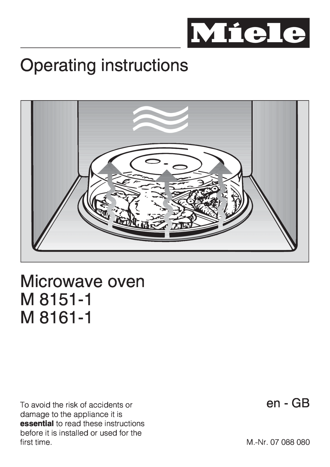 Miele M 8161-1 manual Operating instructions Microwave oven M 8151-1 M, en - GB 