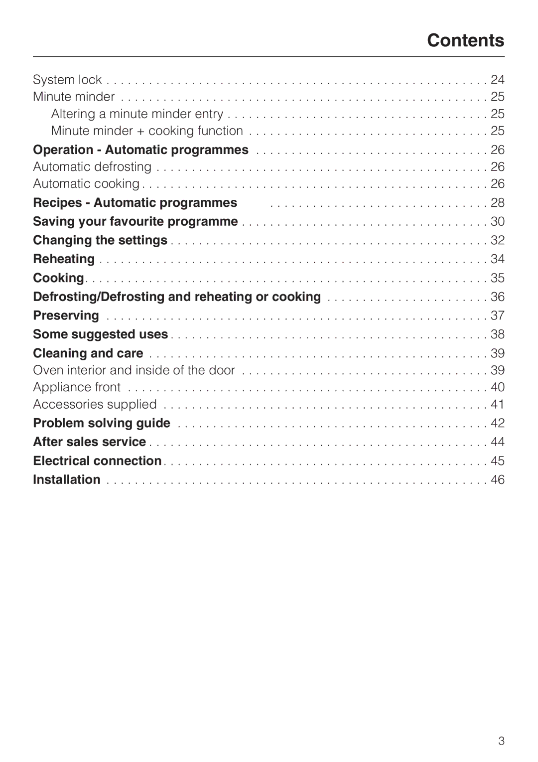 Miele M 8260-2 manual Contents 