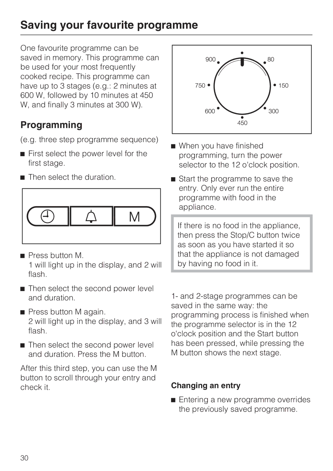 Miele M 8260-2 manual Saving your favourite programme, Programming, Changing an entry 