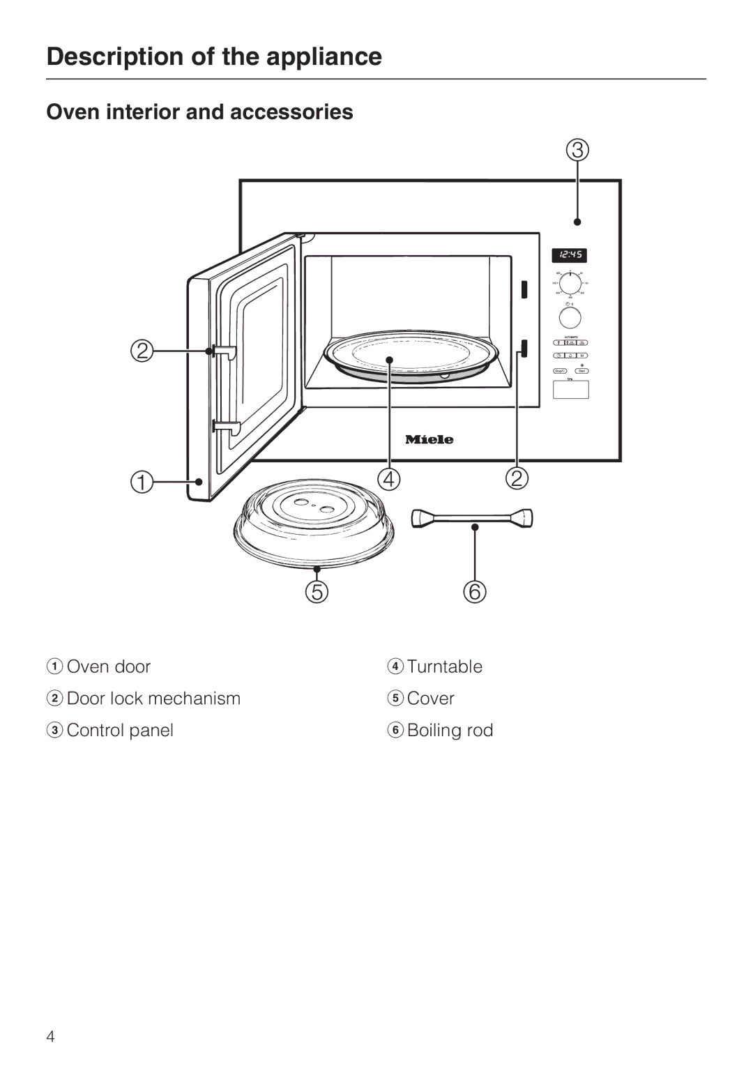 Miele M 8260-2 manual Description of the appliance, Oven interior and accessories 