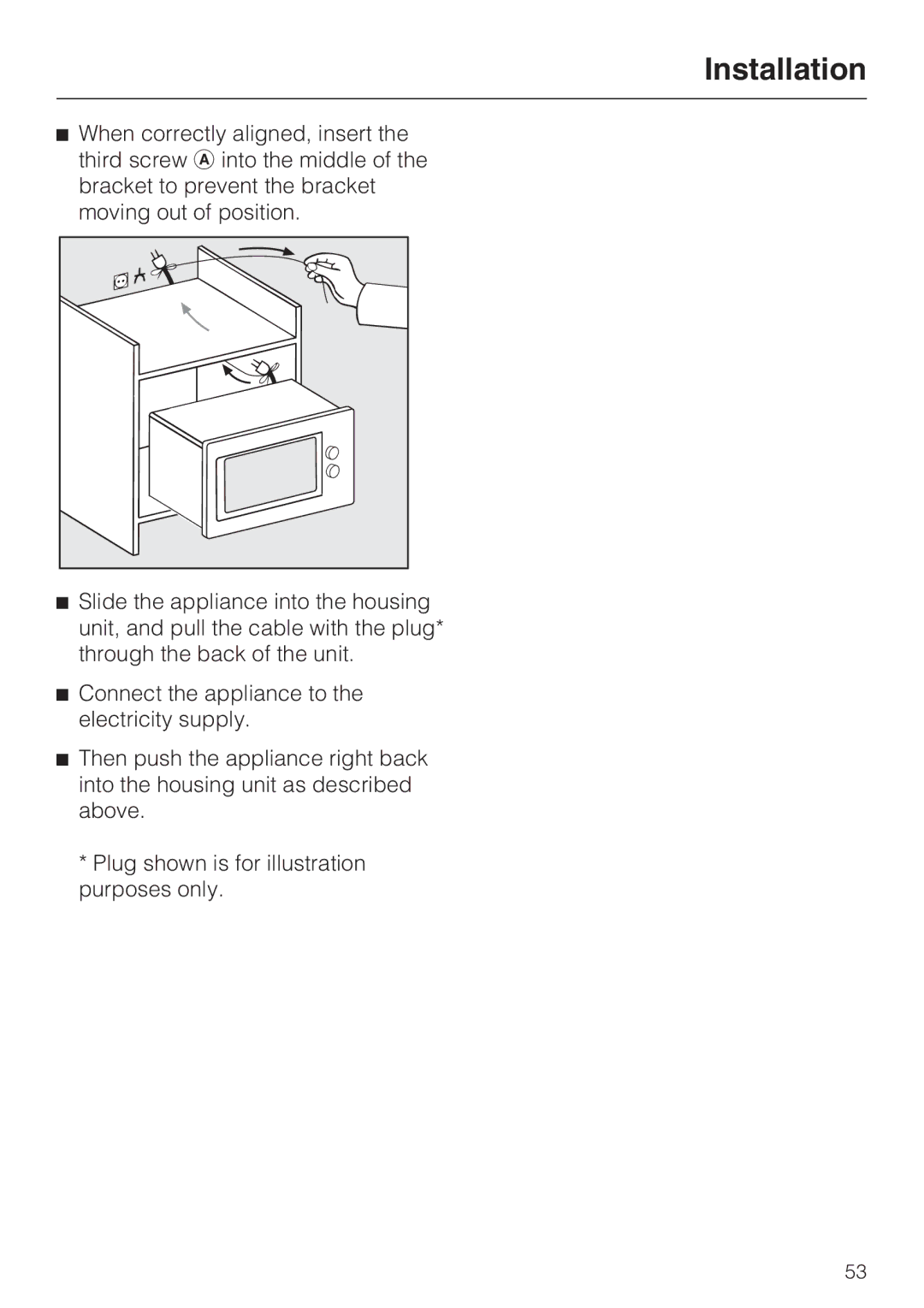 Miele M 8261-1 manual Installation 