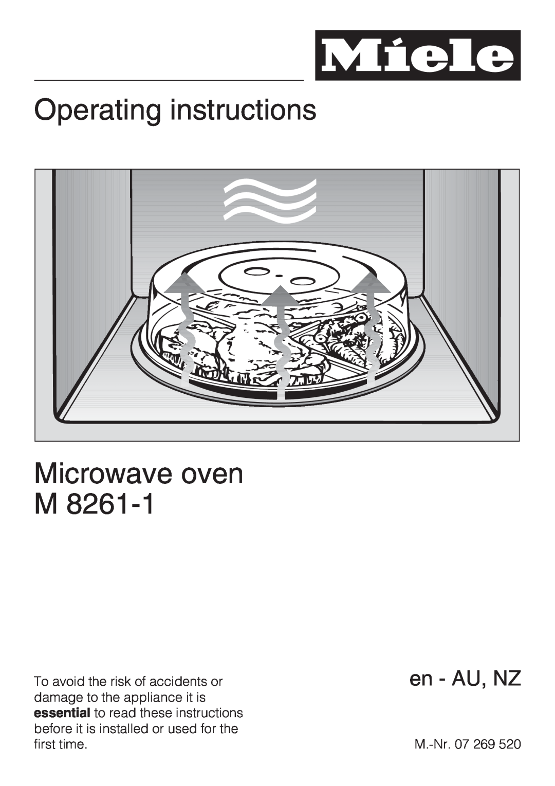 Miele M 8261-1 manual Operating instructions, Microwave oven, en - AU, NZ 