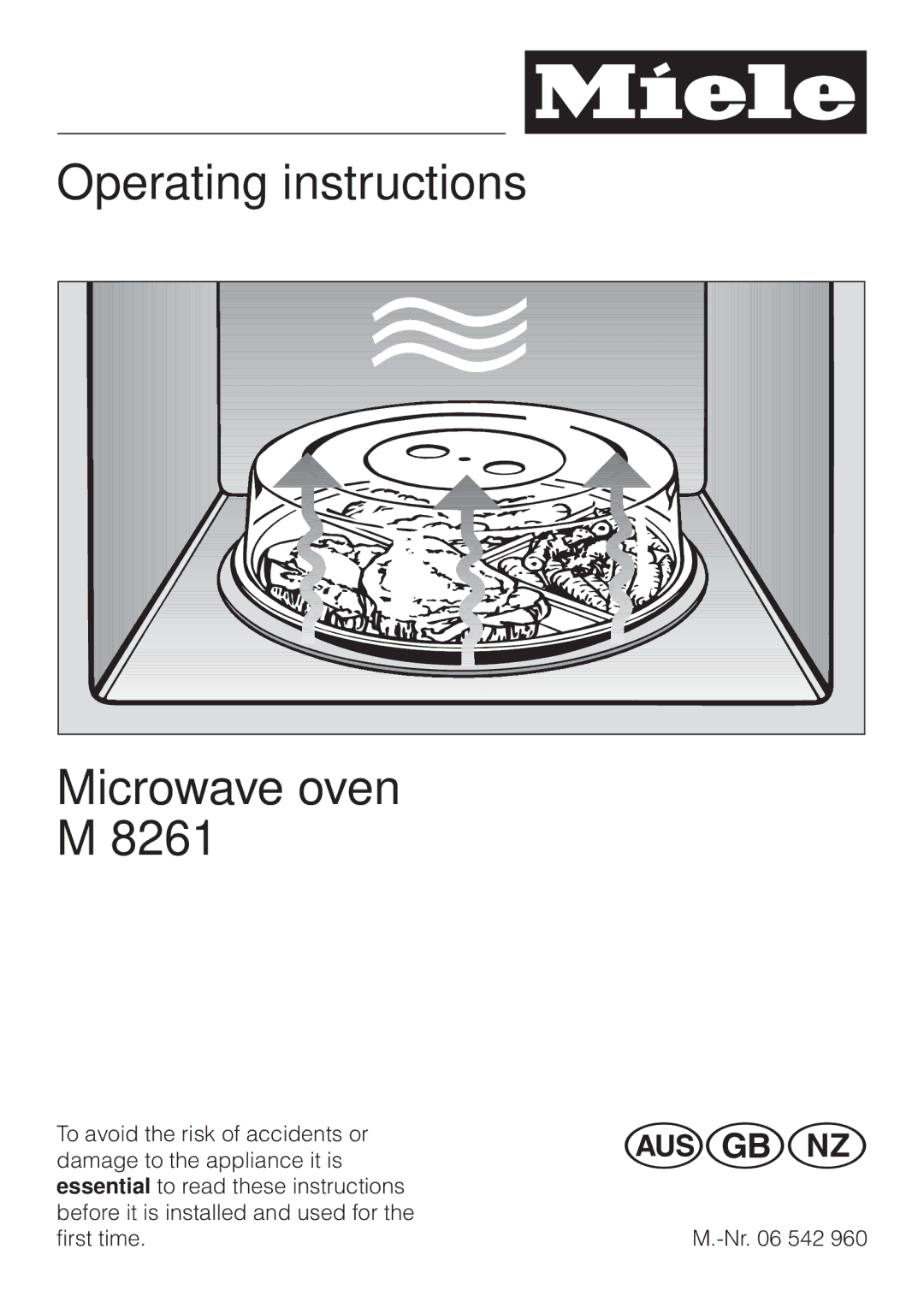 Miele M 8261 manual Operating instructions Microwave oven 8261 