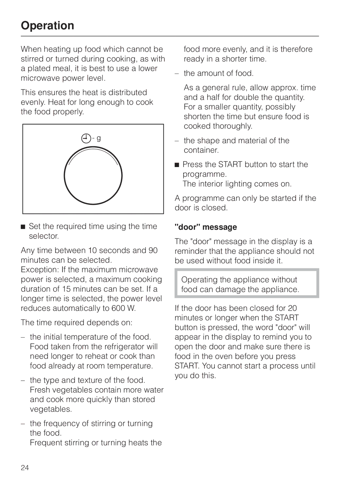 Miele M 8261 manual Door message 