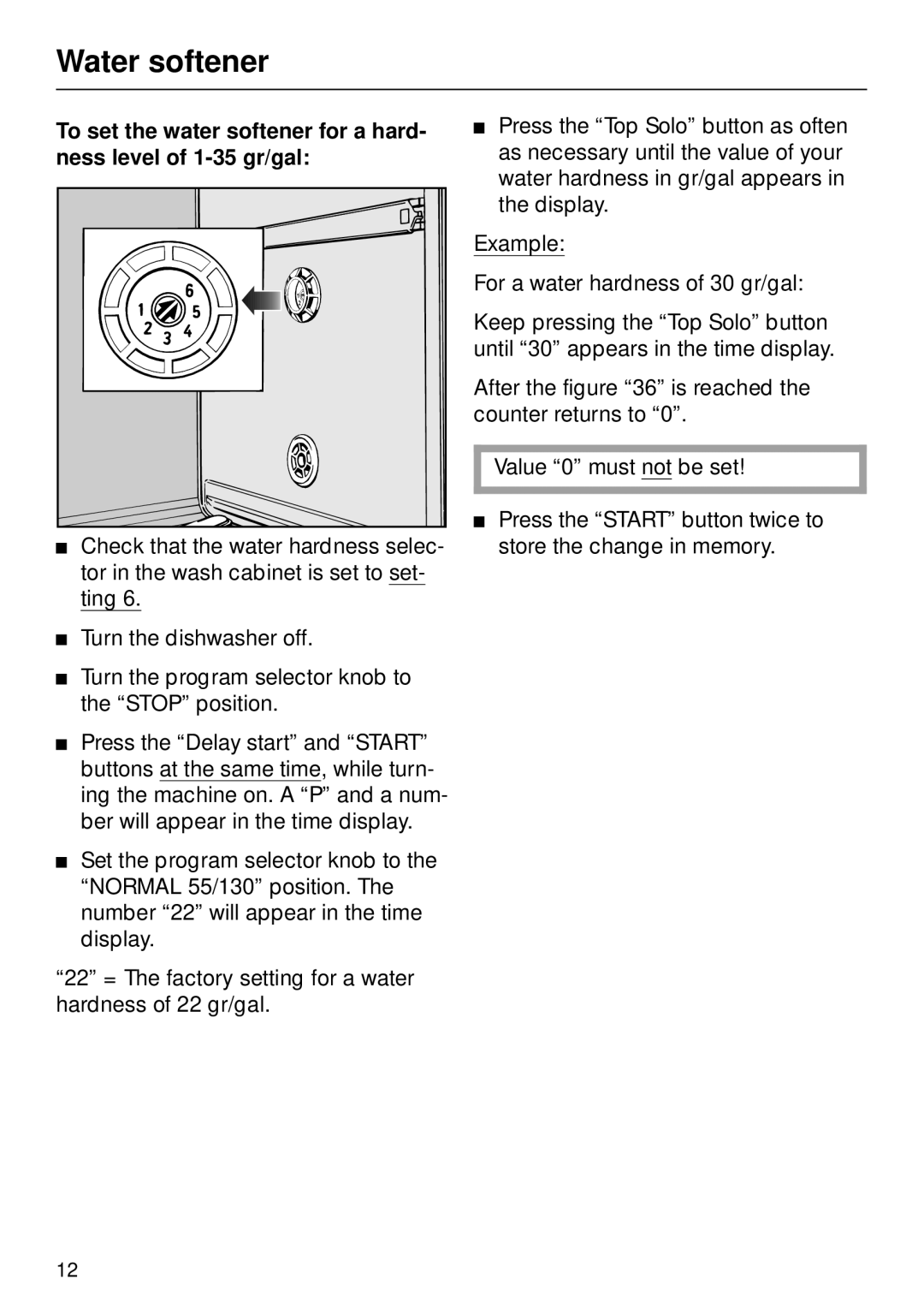 Miele M.-NR. 04 390 922 operating instructions Water softener 