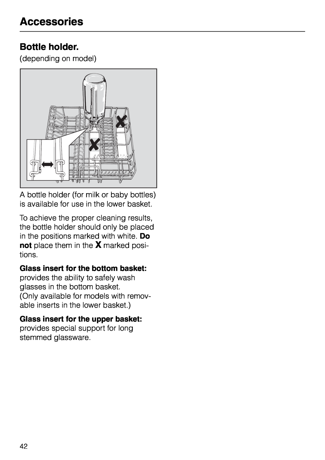 Miele M.-NR. 04 390 922 operating instructions Accessories, Bottle holder 