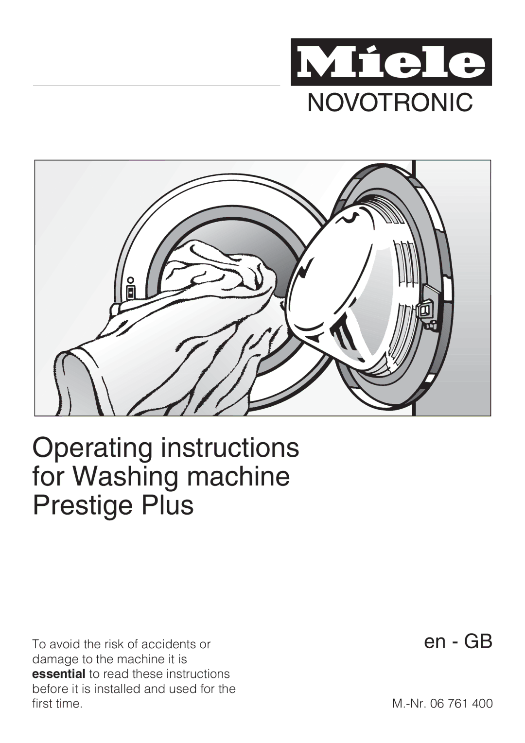 Miele M.-Nr. 06 761 400 operating instructions Operating instructions for Washing machine Prestige Plus 