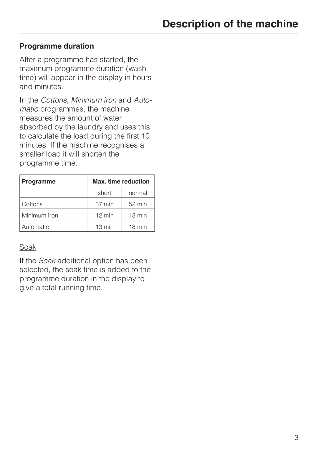 Miele M.-Nr. 06 761 400 operating instructions Programme duration 