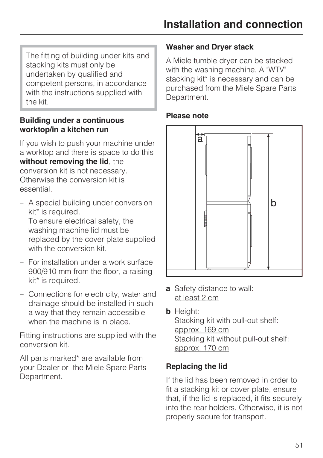 Miele M.-Nr. 06 761 400 operating instructions Please note, Replacing the lid 