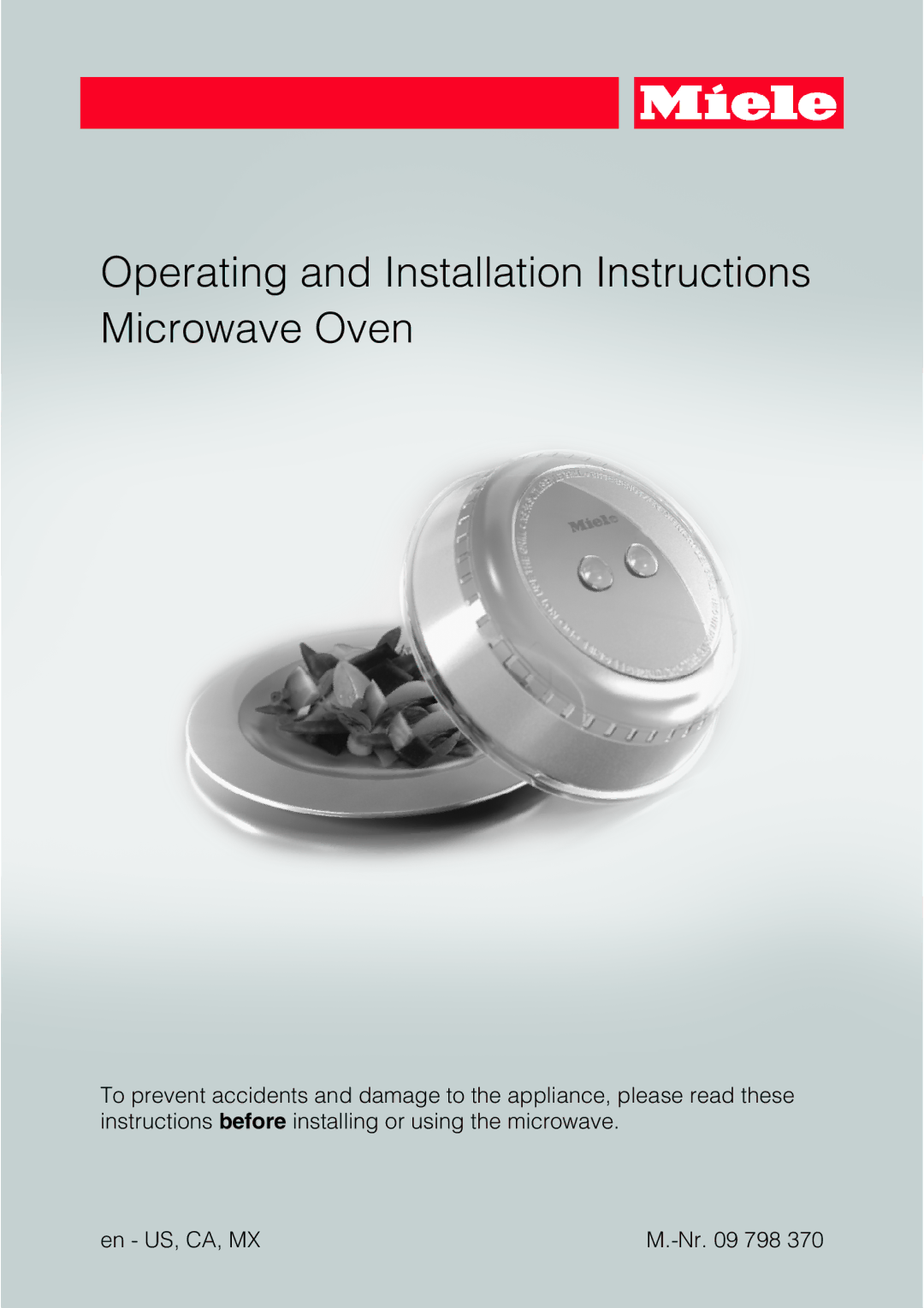 Miele M-Nr 09 798 370 installation instructions Operating and Installation Instructions Microwave Oven 