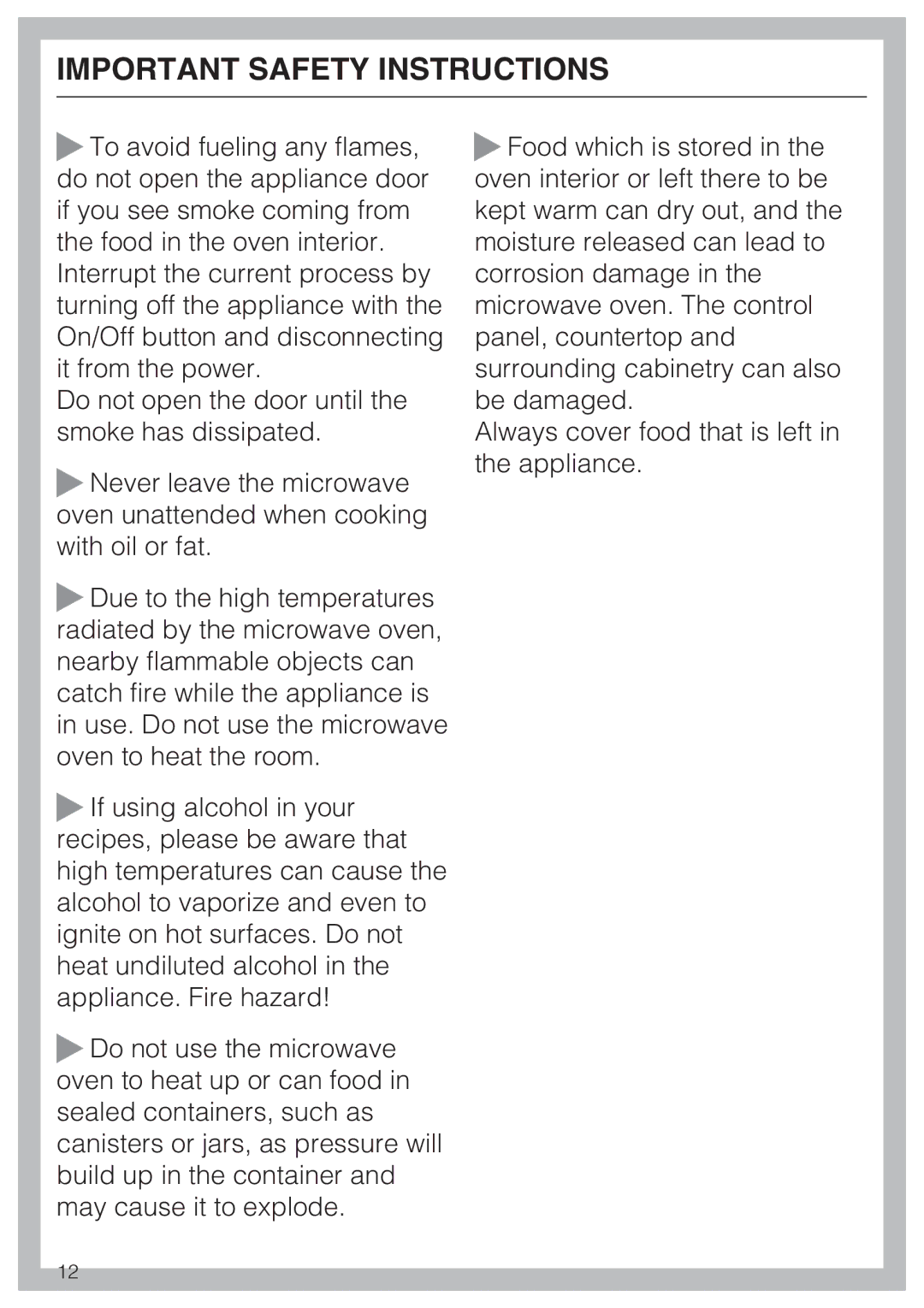 Miele M-Nr 09 798 370 installation instructions Important Safety Instructions 