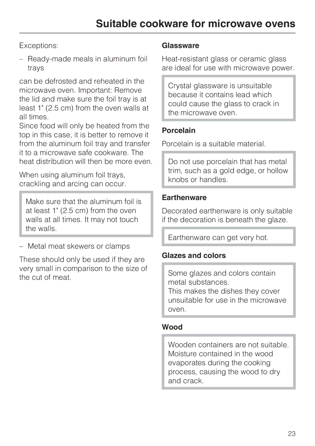 Miele M-Nr 09 798 370 installation instructions Glassware, Porcelain, Earthenware, Glazes and colors, Wood 