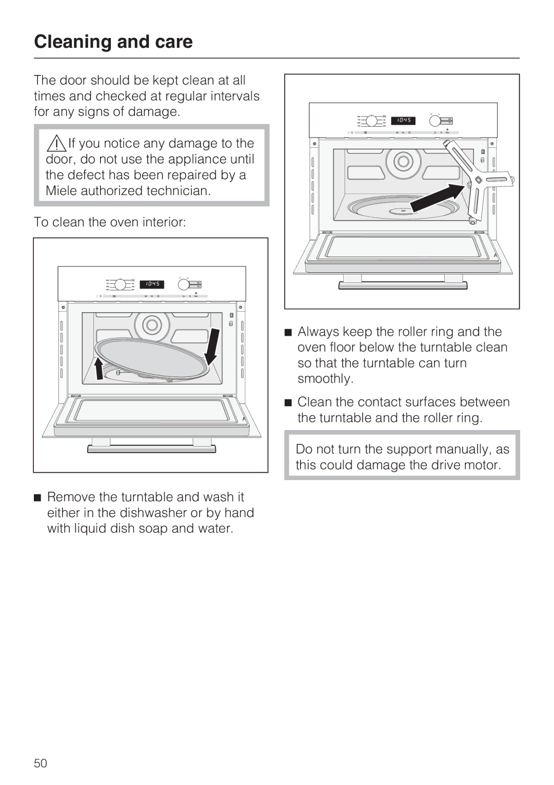 Miele M-Nr 09 798 370 installation instructions Cleaning and care 