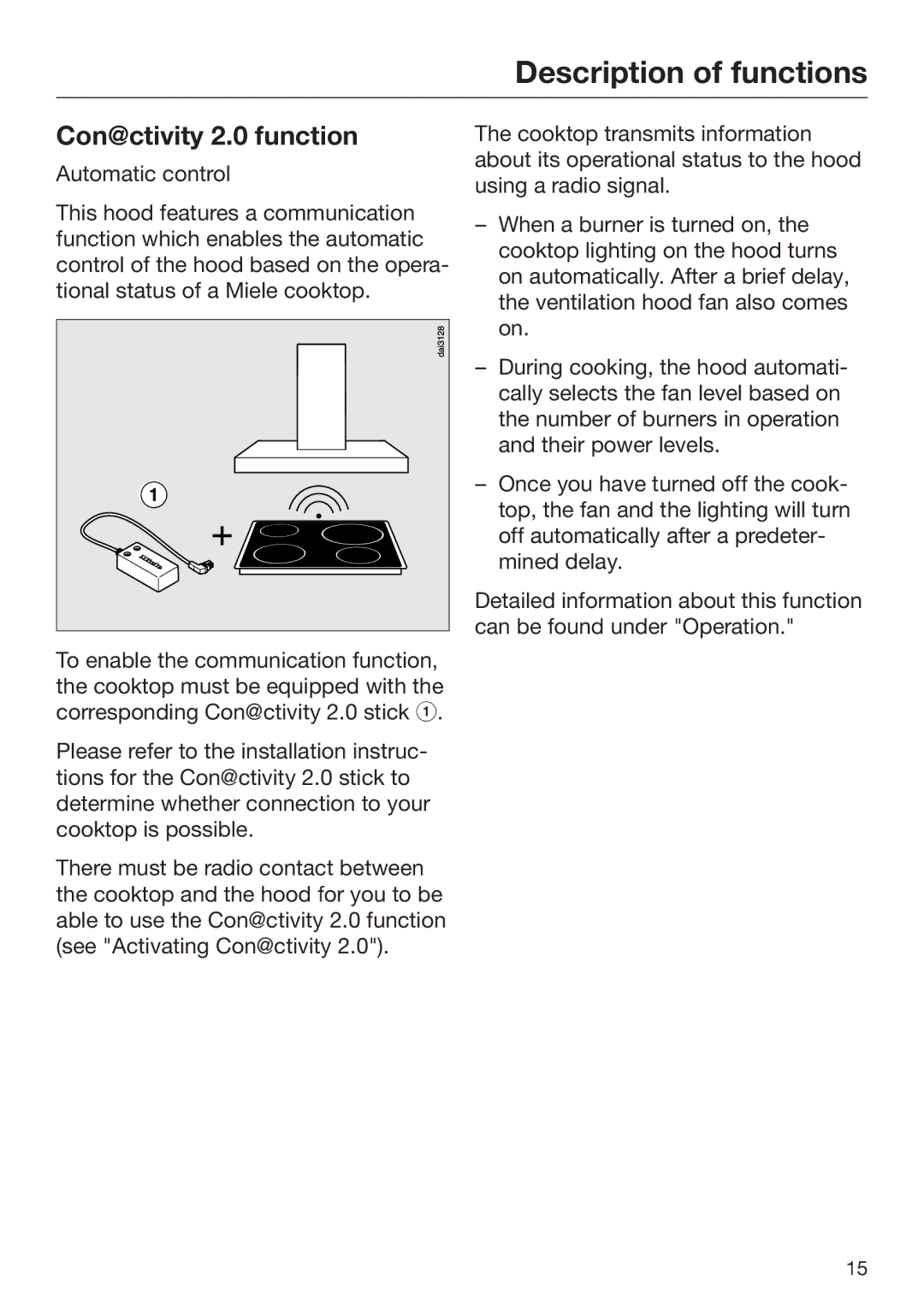 Miele M.-Nr. 09 805 980 installation instructions Con@ctivity 2.0 function 