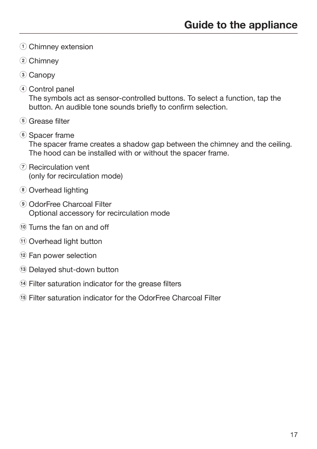 Miele M.-Nr. 09 805 980 installation instructions Guide to the appliance 