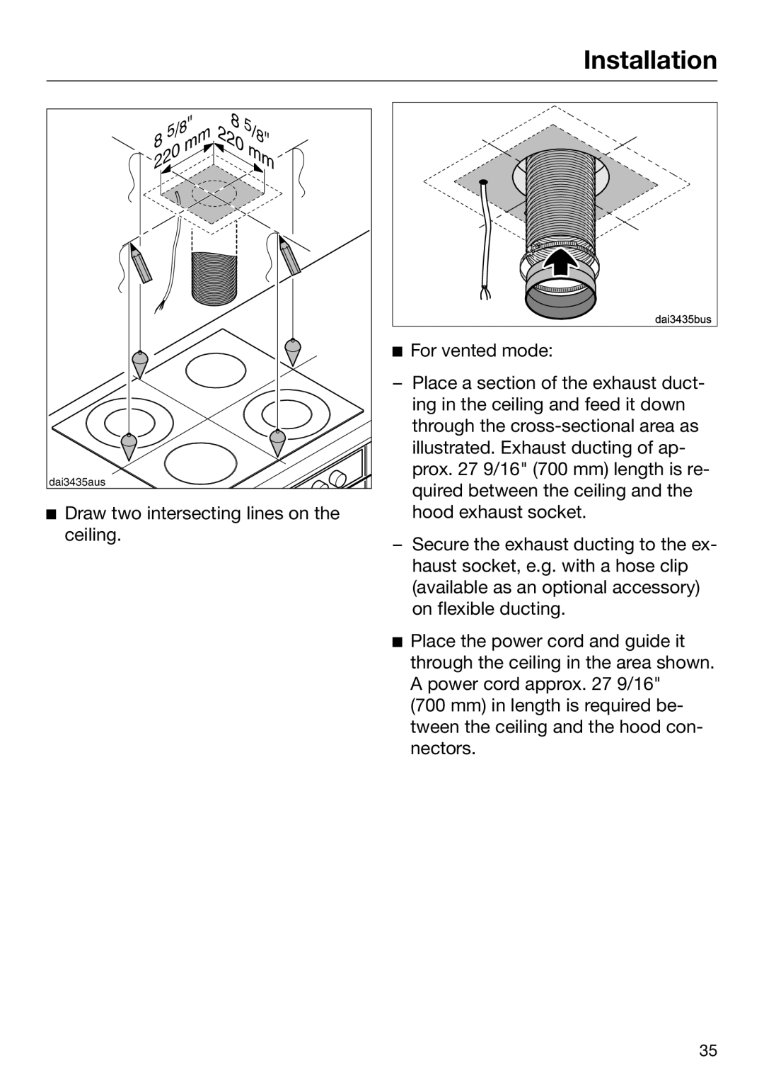 Miele M.-Nr. 09 805 980 installation instructions Installation 