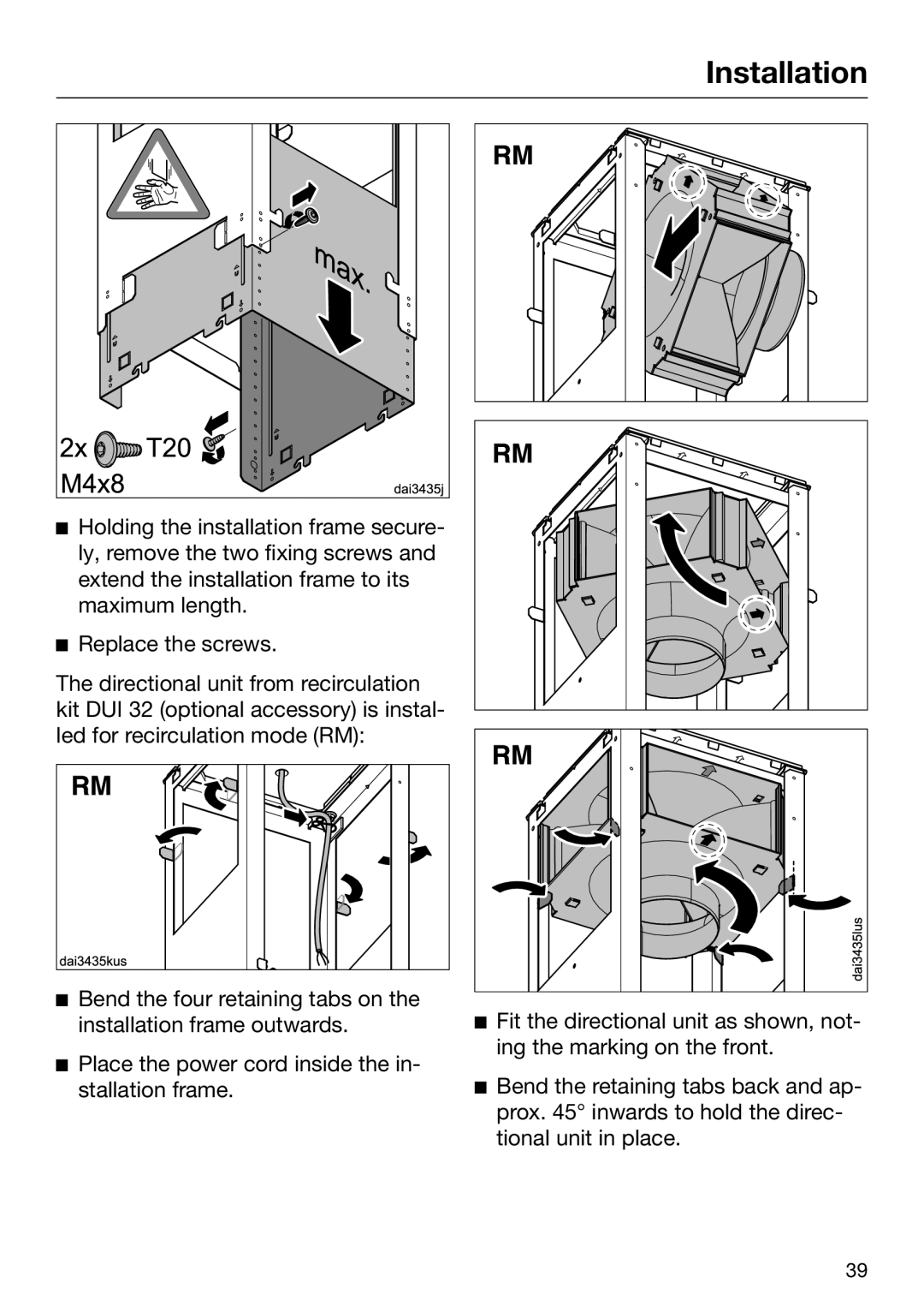 Miele M.-Nr. 09 805 980 installation instructions Installation 