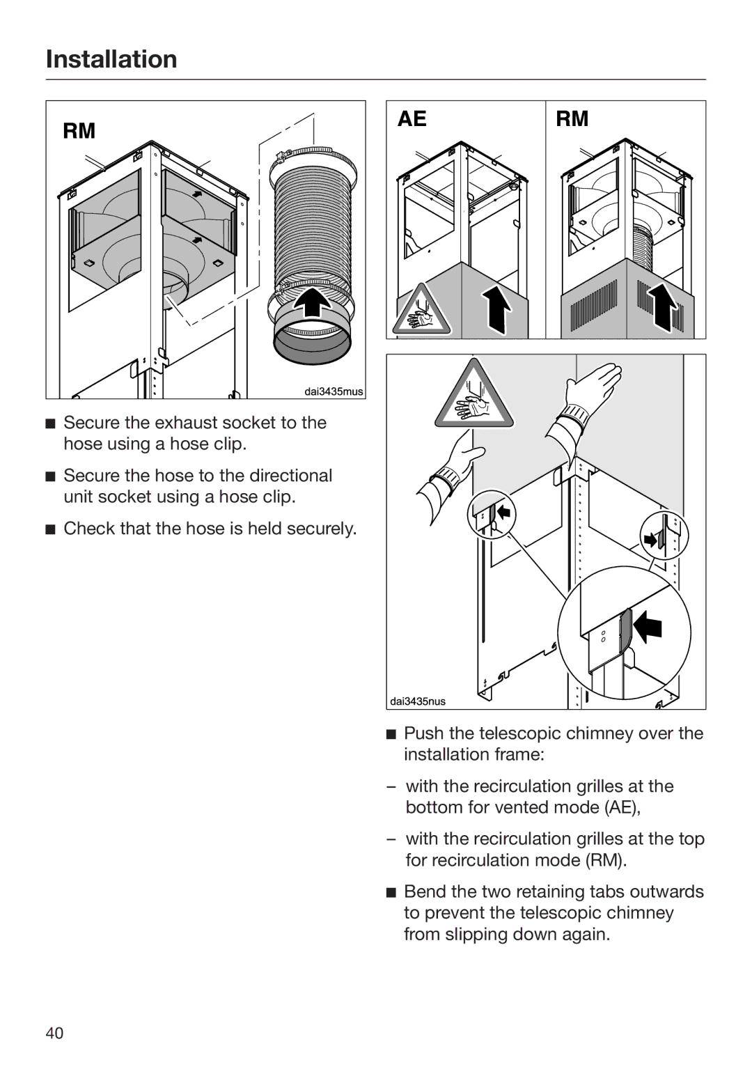 Miele M.-Nr. 09 805 980 installation instructions Installation 