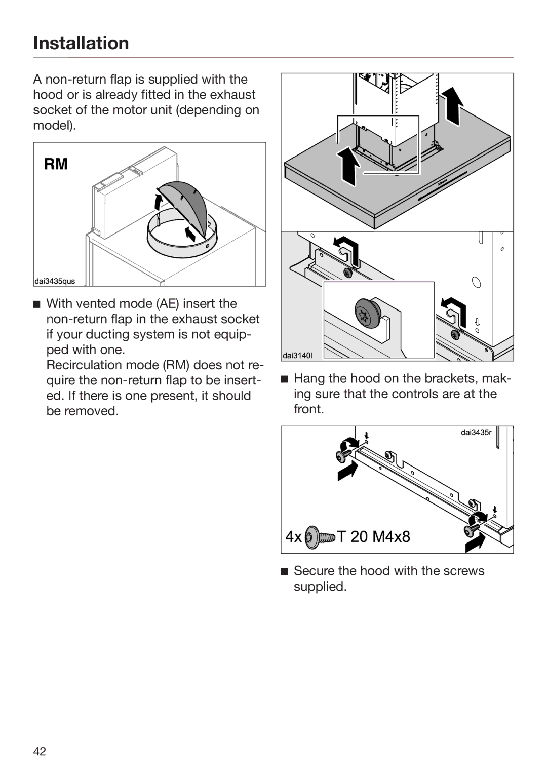 Miele M.-Nr. 09 805 980 installation instructions Installation 