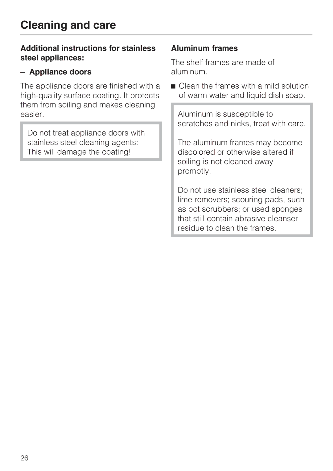 Miele M.-Nr. 09 920 730 installation instructions Aluminum frames 