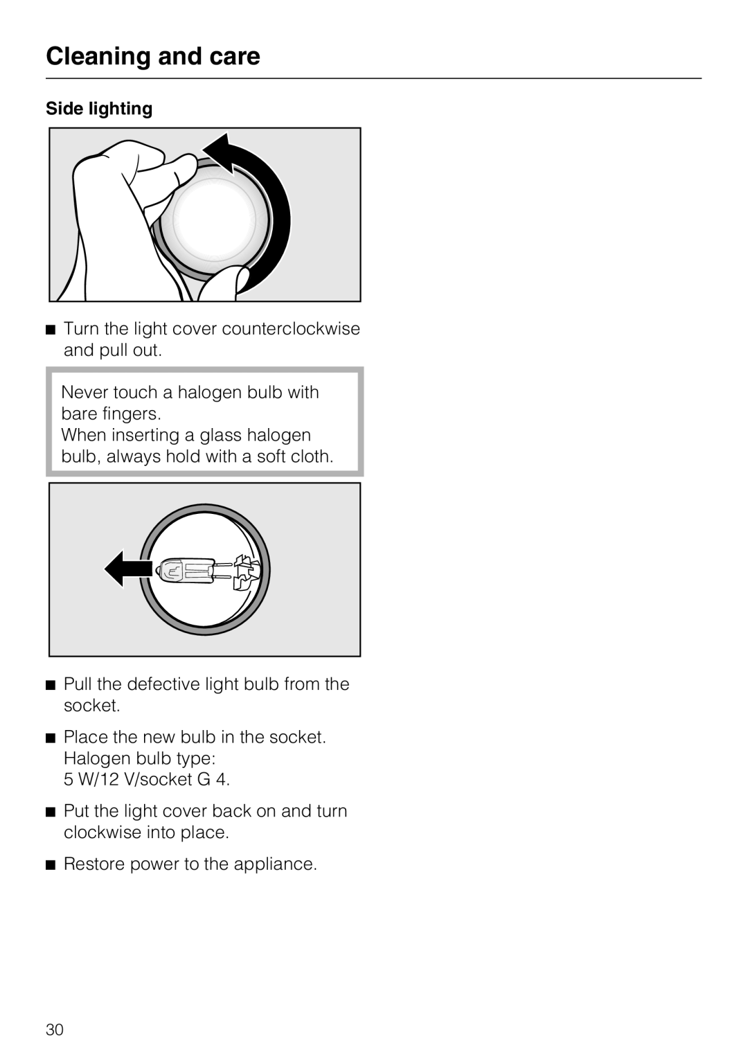 Miele M.-Nr. 09 920 730 installation instructions Side lighting 