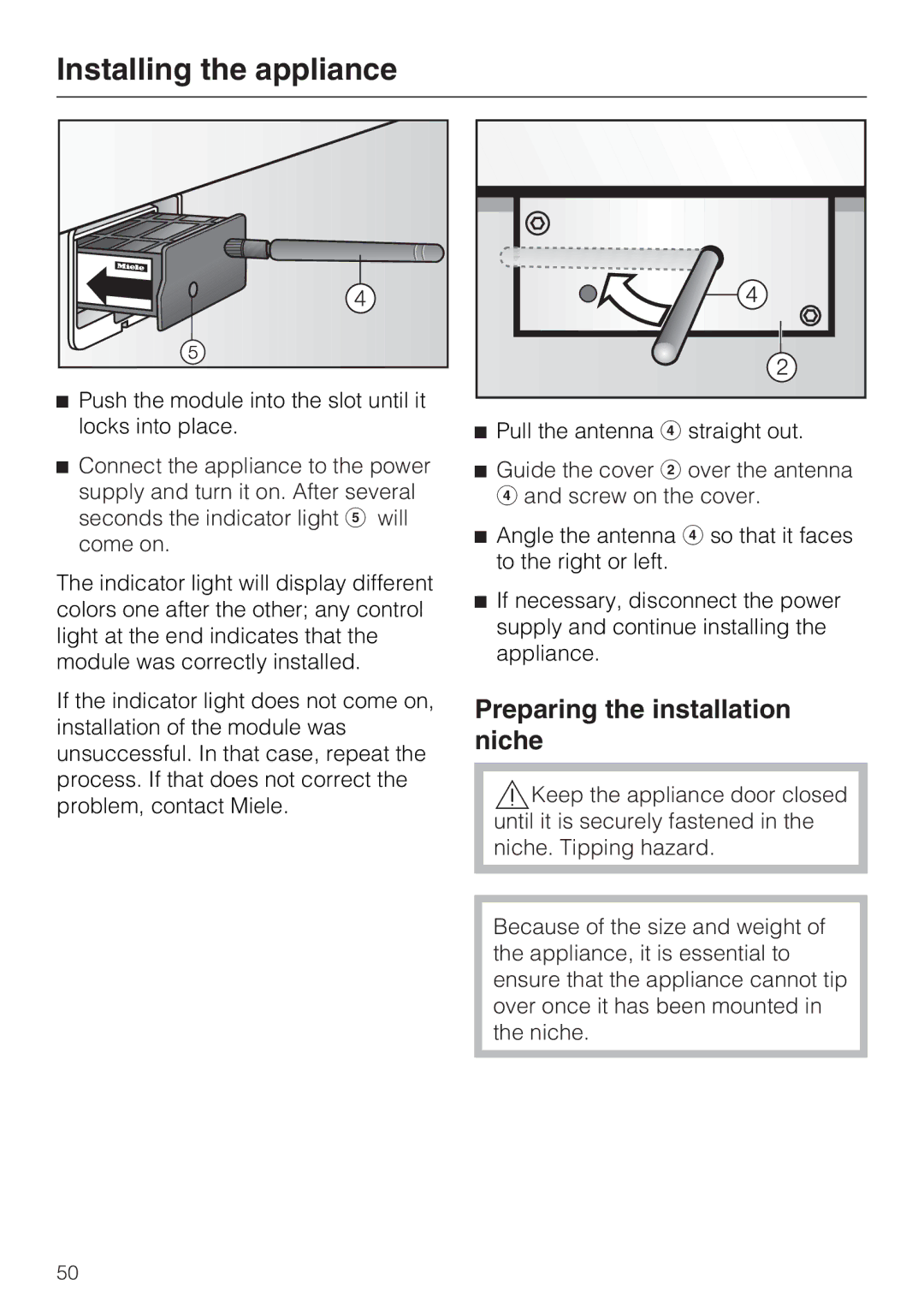 Miele M.-Nr. 09 920 730 installation instructions Preparing the installation niche 