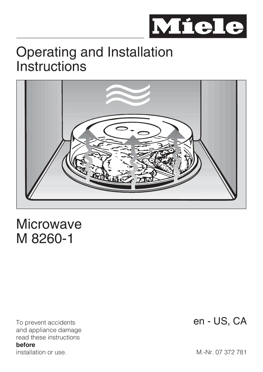 Miele M8260-1 installation instructions Operating and Installation Instructions Microwave 8260-1 