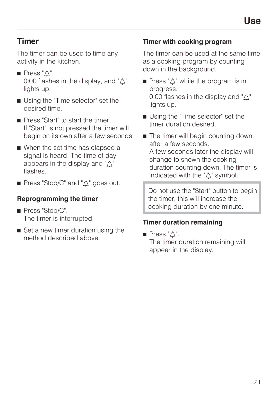 Miele M8260-1 installation instructions Reprogramming the timer, Timer with cooking program, Timer duration remaining 