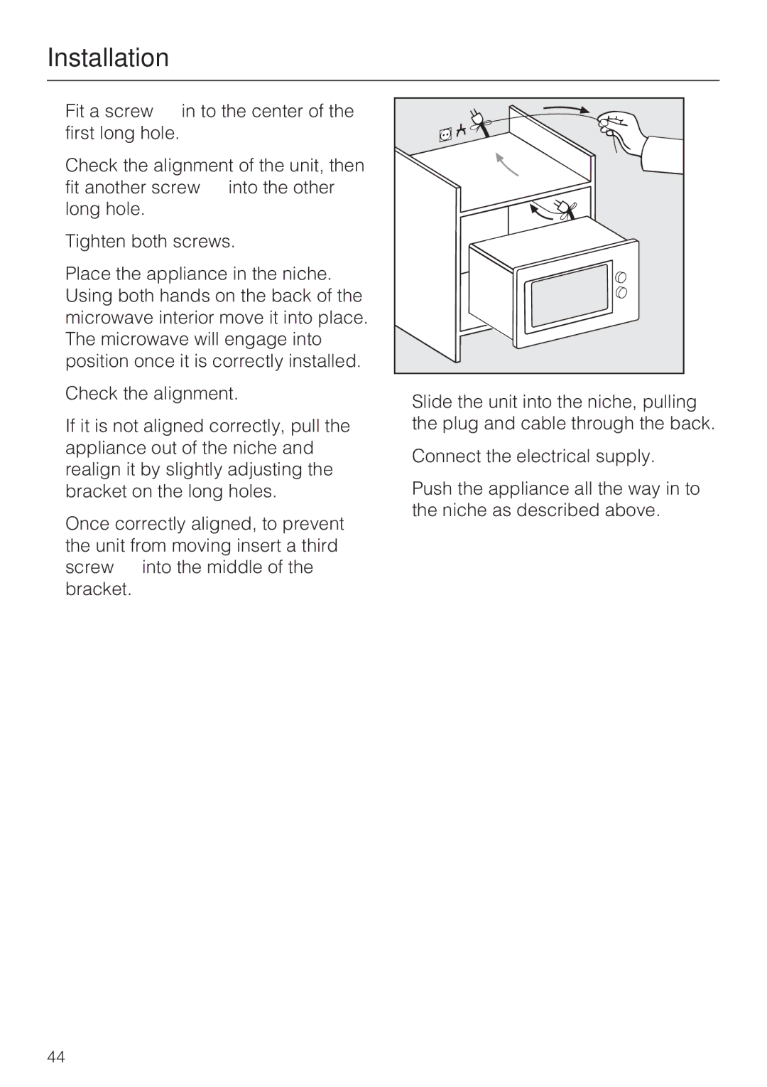 Miele M8260-1 installation instructions Installation 