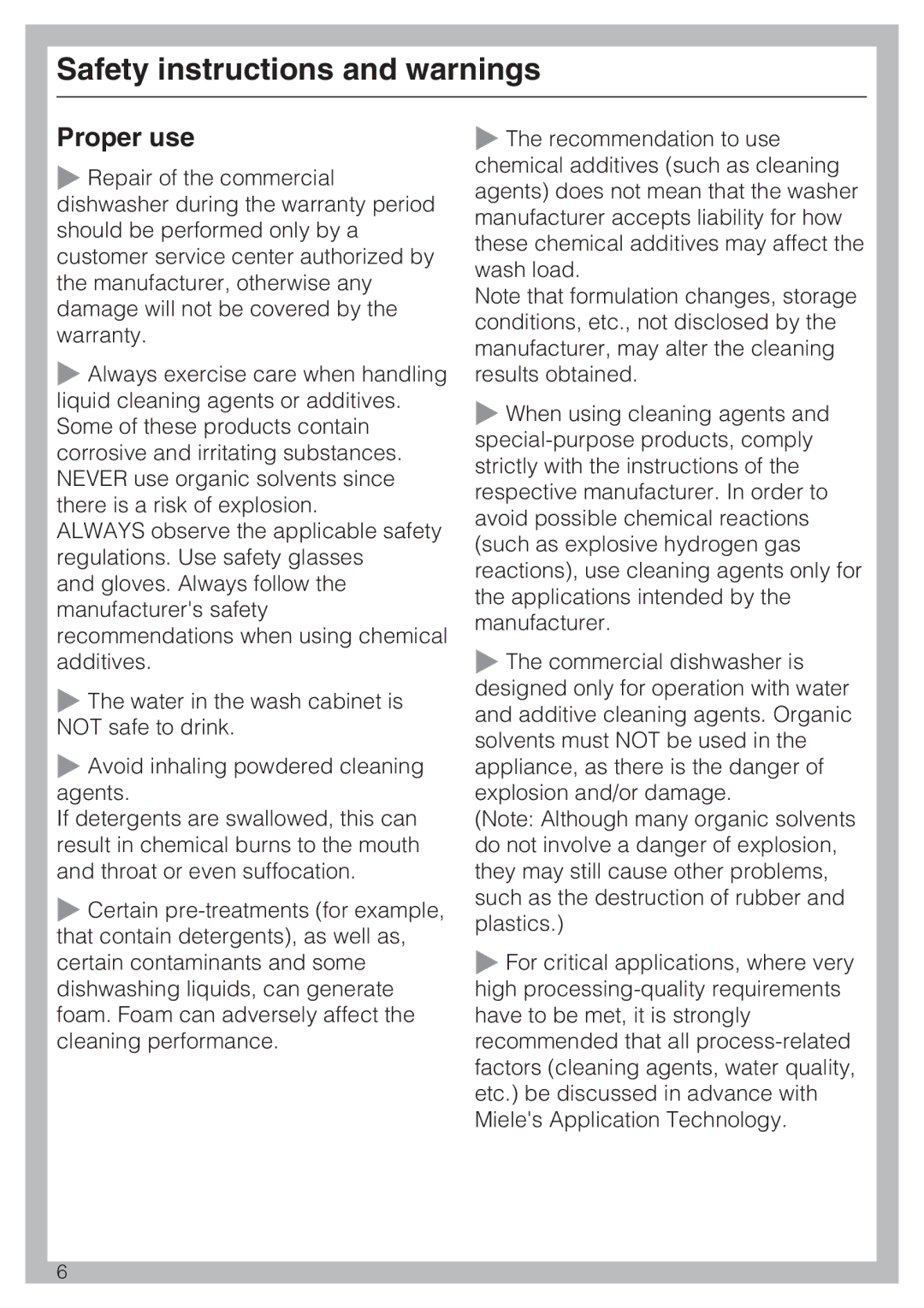 Miele PG 8050I manual Safety instructions and warnings 