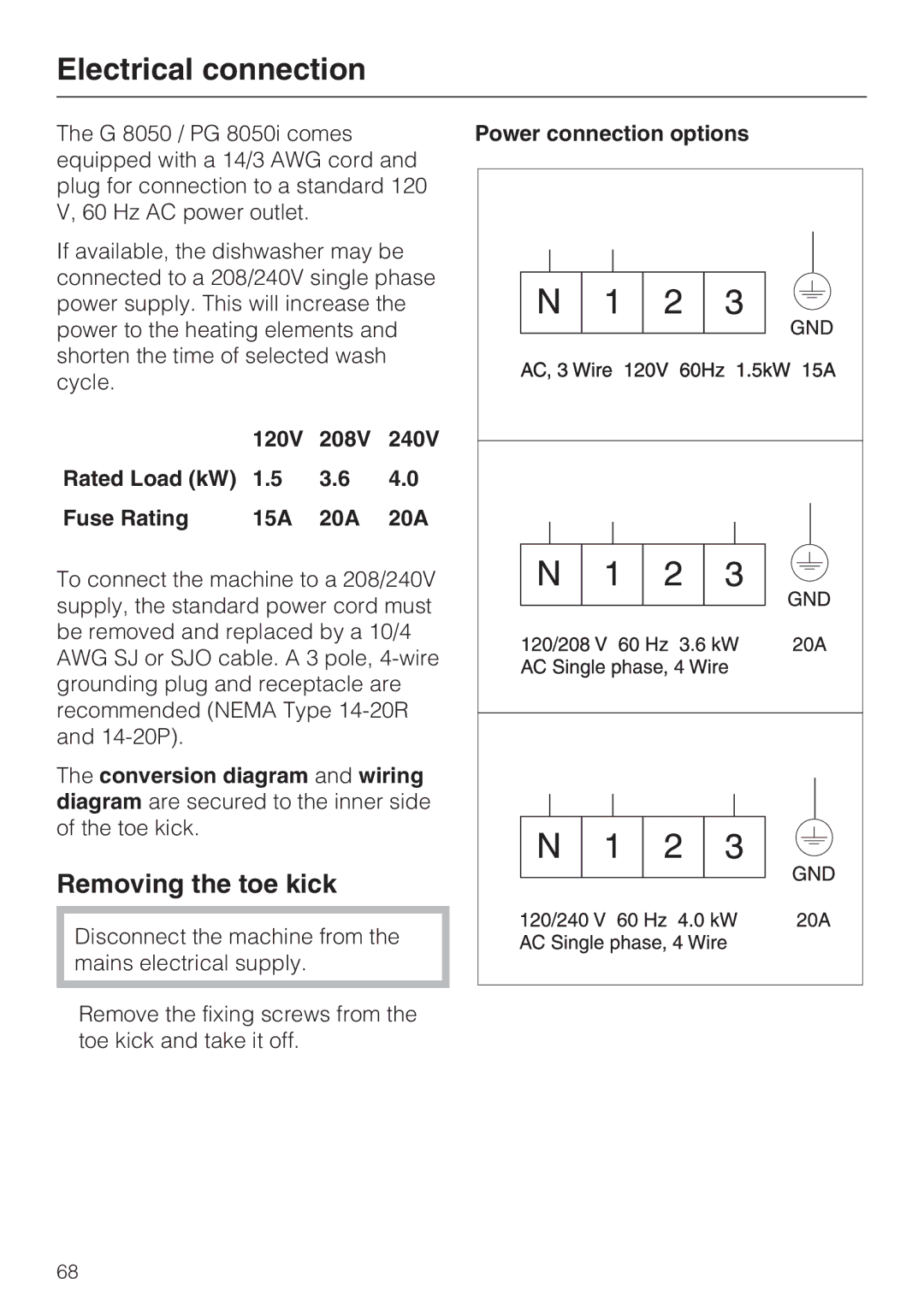 Miele PG 8050I manual Removing the toe kick 