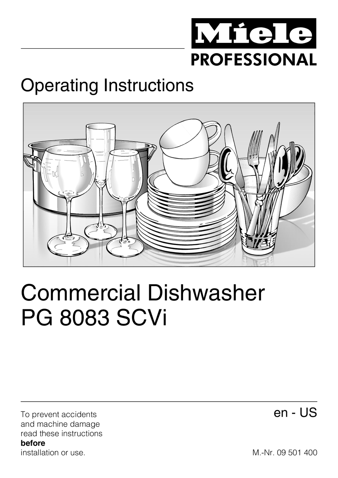 Miele PG 8083 SCVI manual Commercial Dishwasher PG 8083 SCVi 