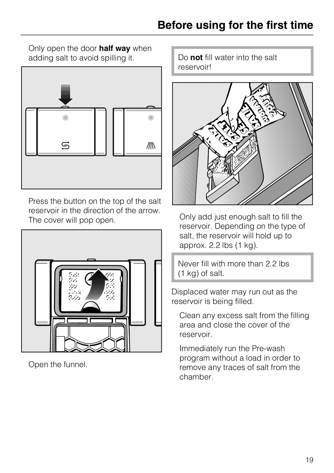 Miele PG 8083 SCVI manual Before using for the first time 