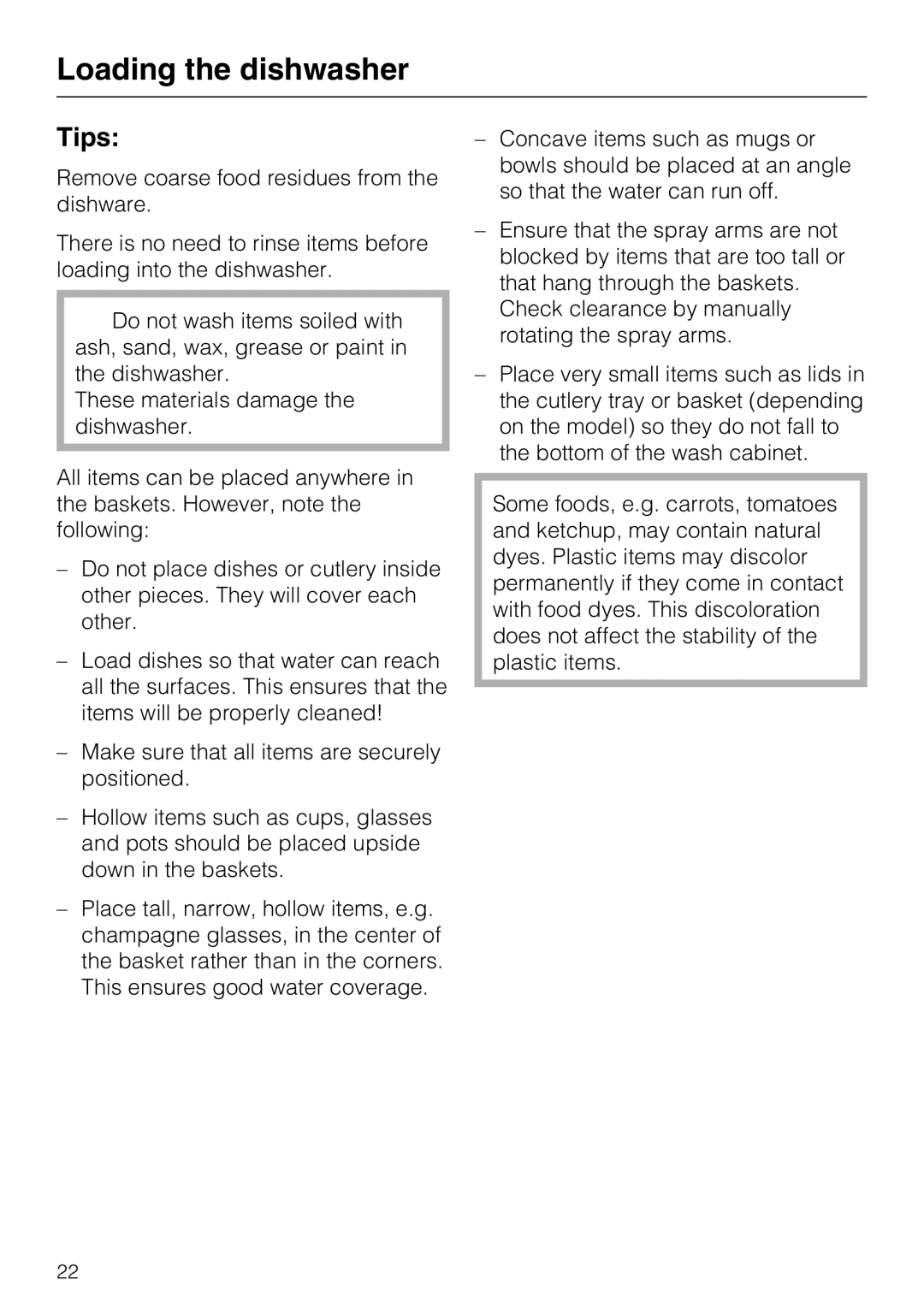 Miele PG 8083 SCVI manual Loading the dishwasher, Tips 