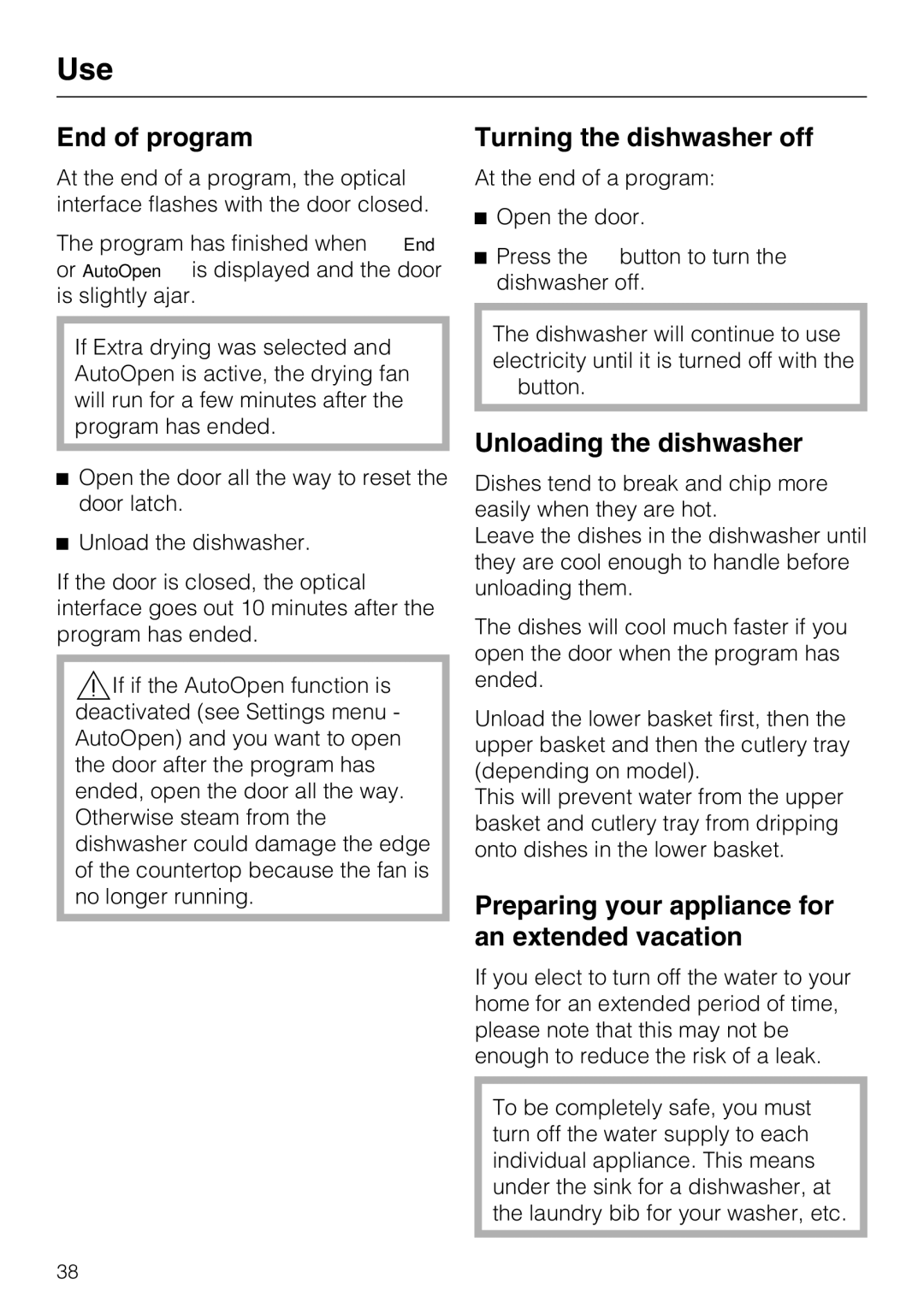 Miele PG 8083 SCVI manual End of program, Turning the dishwasher off, Unloading the dishwasher 