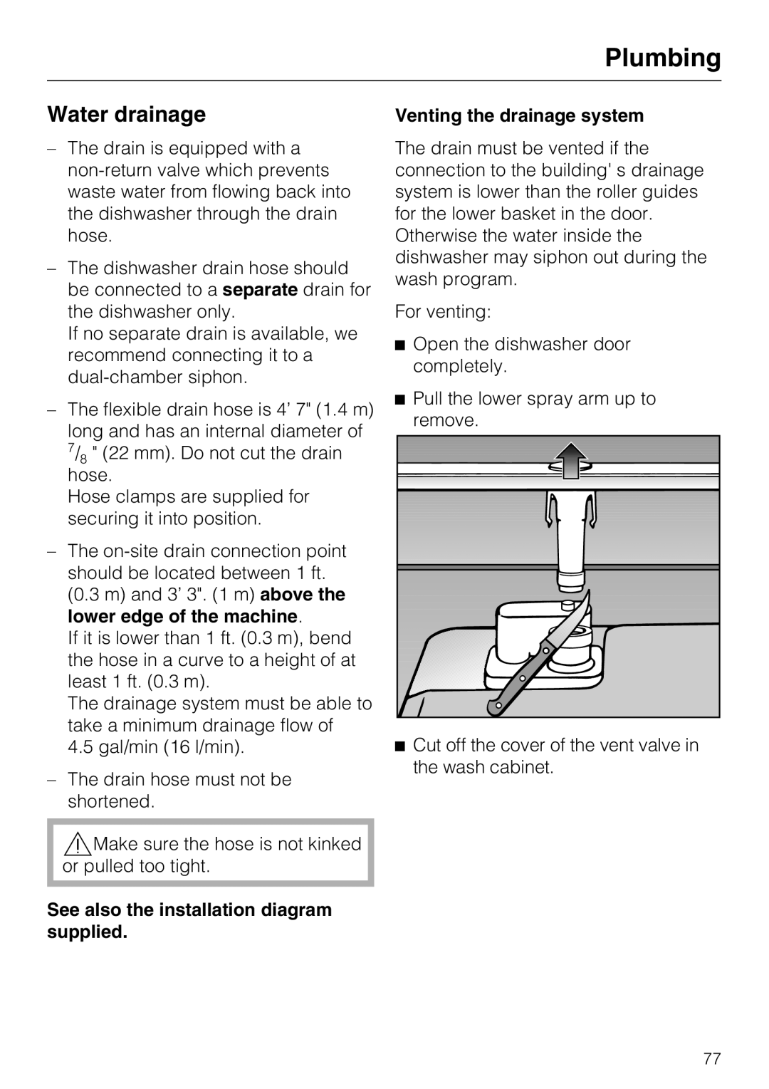 Miele PG 8083 SCVI manual Water drainage 