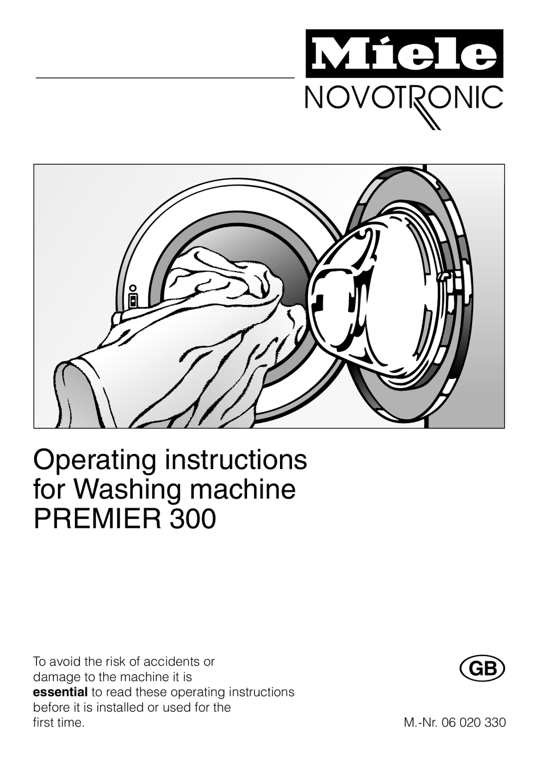 Miele Premier 300 operating instructions Operating instructions for Washing machine Premier 