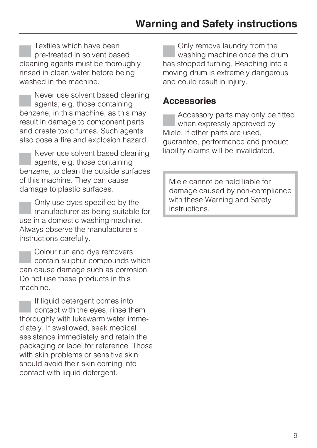 Miele Premier 520 operating instructions Accessories 