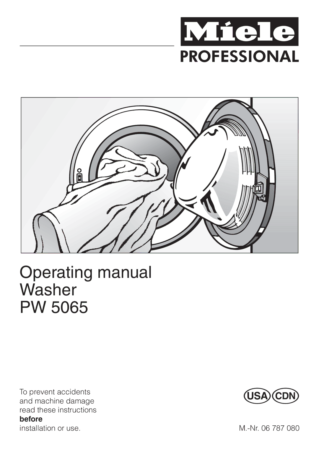 Miele PW 5065 manual Operating manual Washer 