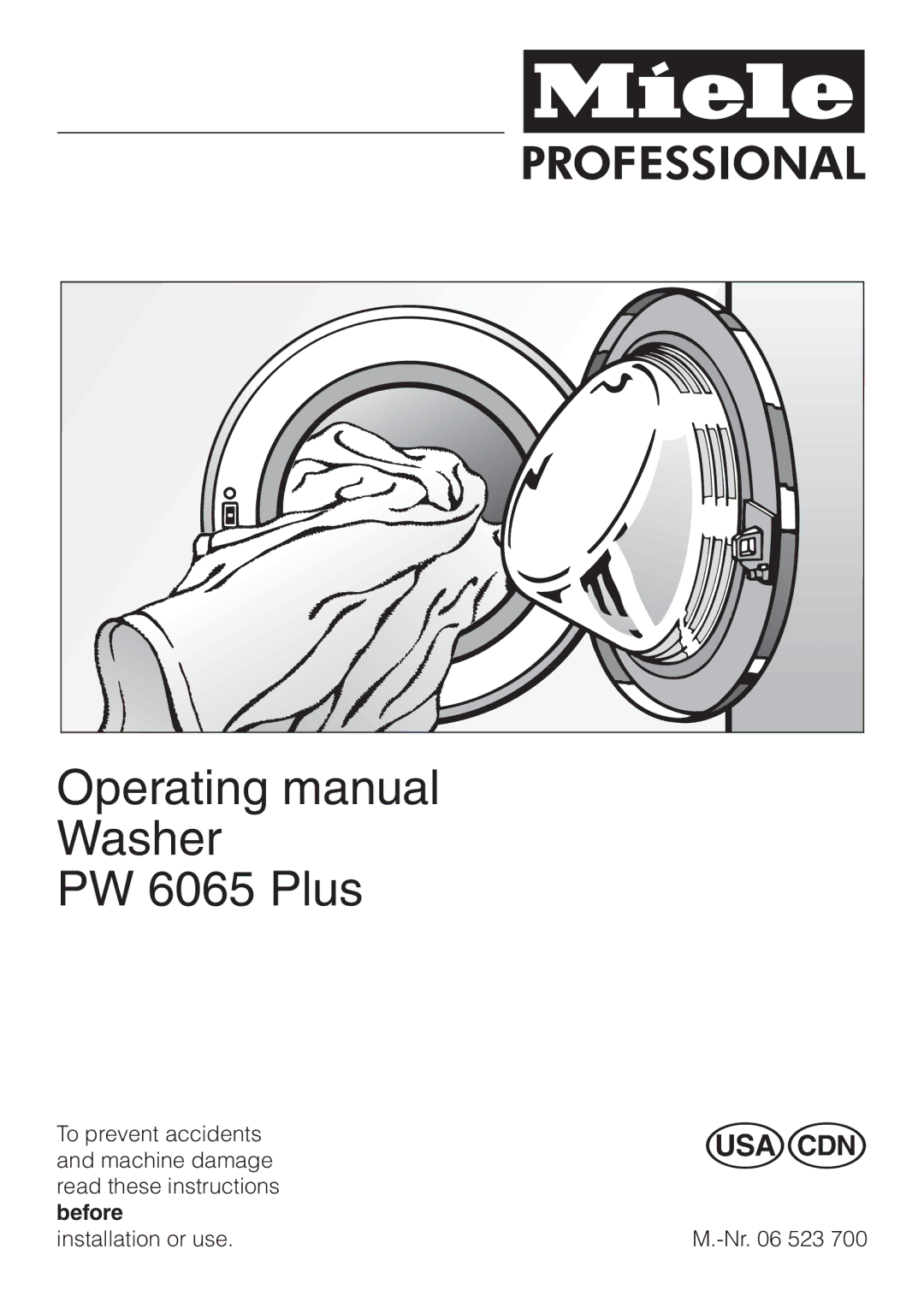 Miele manual Operating manual Washer PW 6065 Plus 