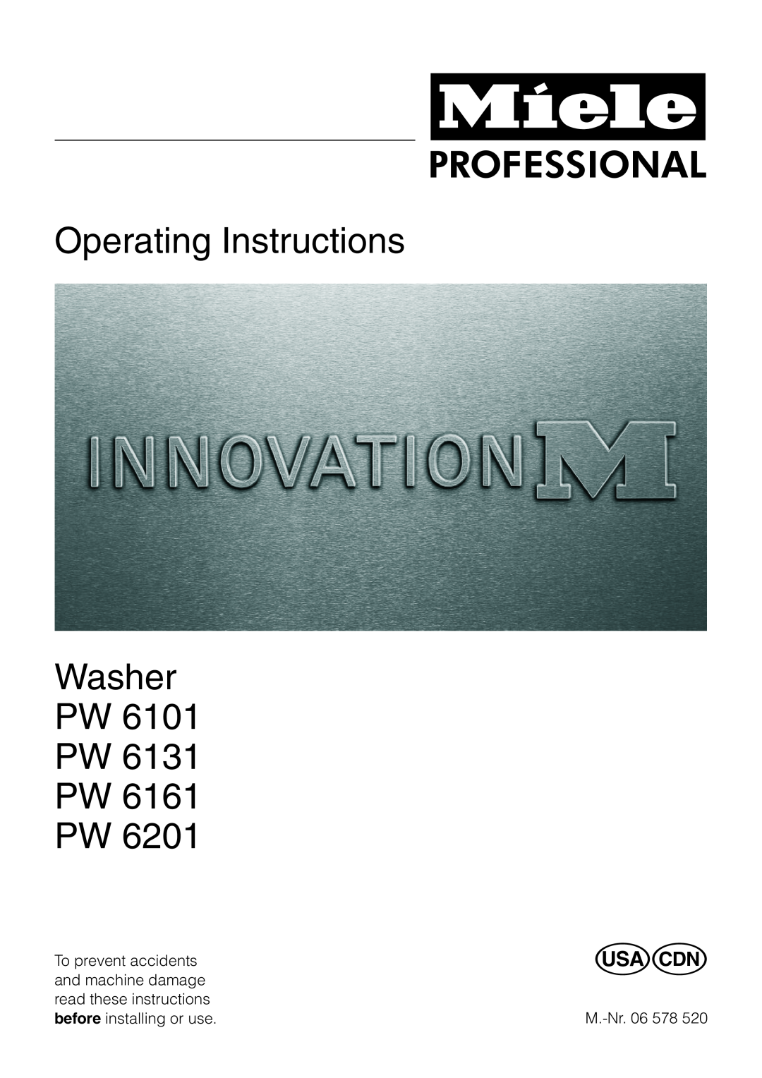 Miele PW 6101, PW 6161, PW 6131, PW 6201 operating instructions Operating Instructions Washer PW PW PW PW 