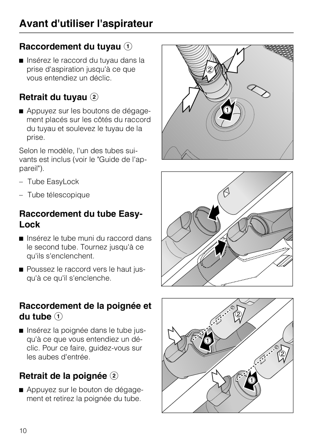 Miele S 2000 operating instructions Avant dutiliser laspirateur 