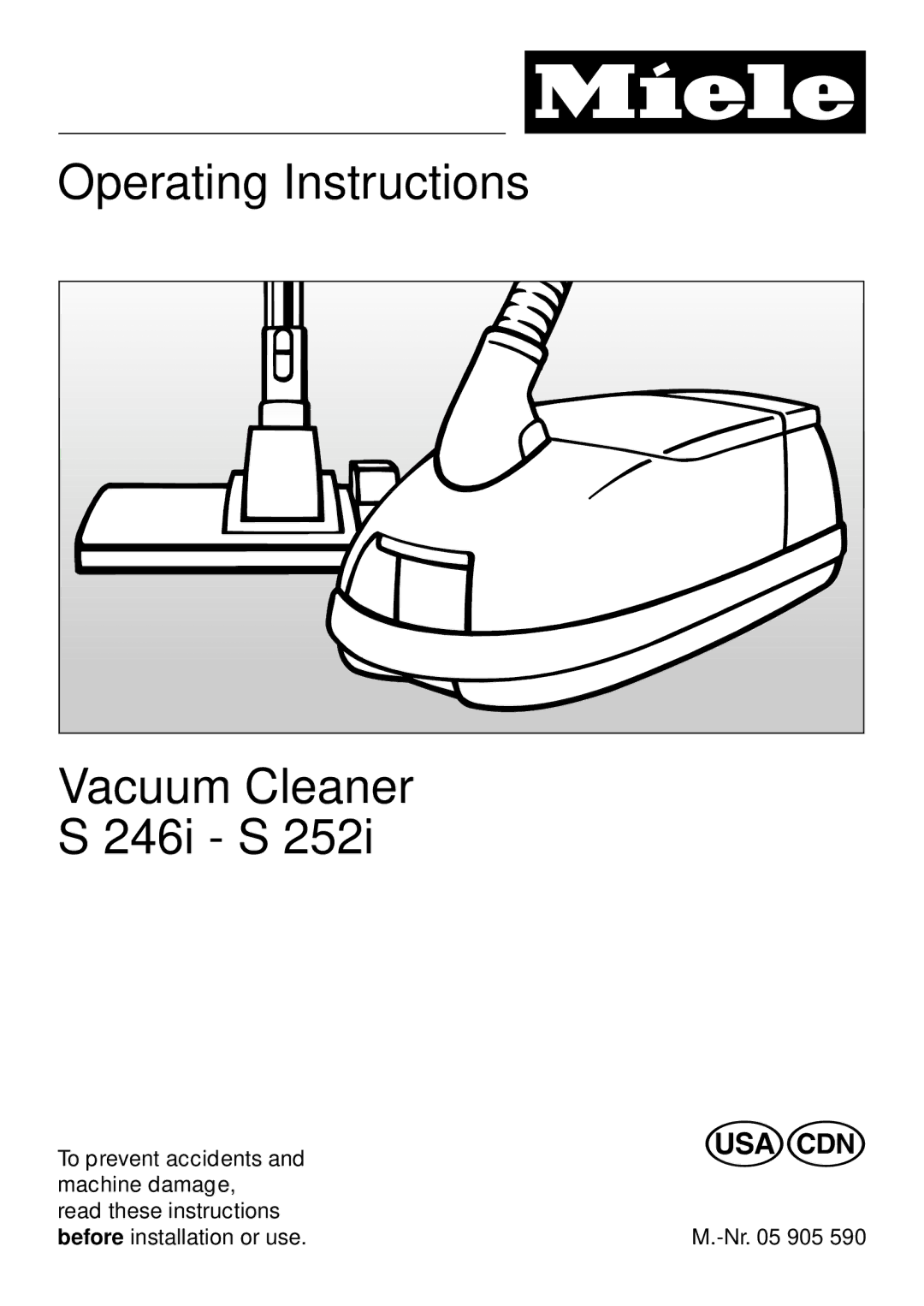 Miele S 246i, S 252i manual Operating Instructions 