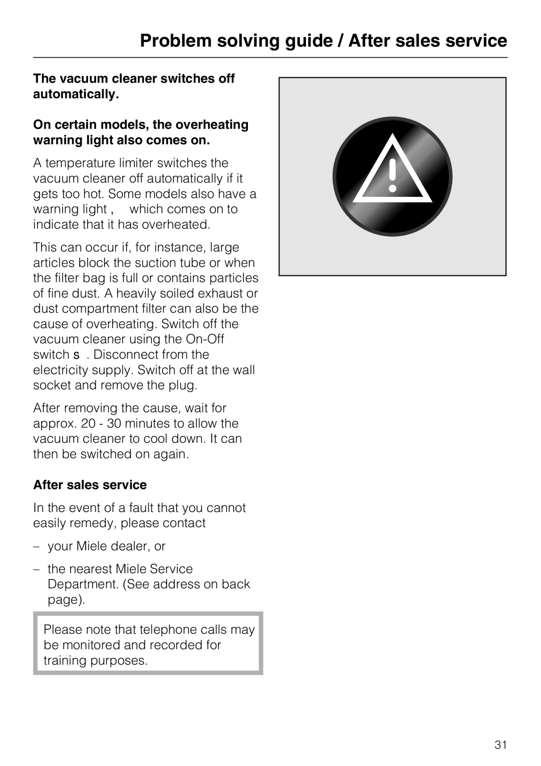 Miele S 4000 Series manual Problem solving guide / After sales service 