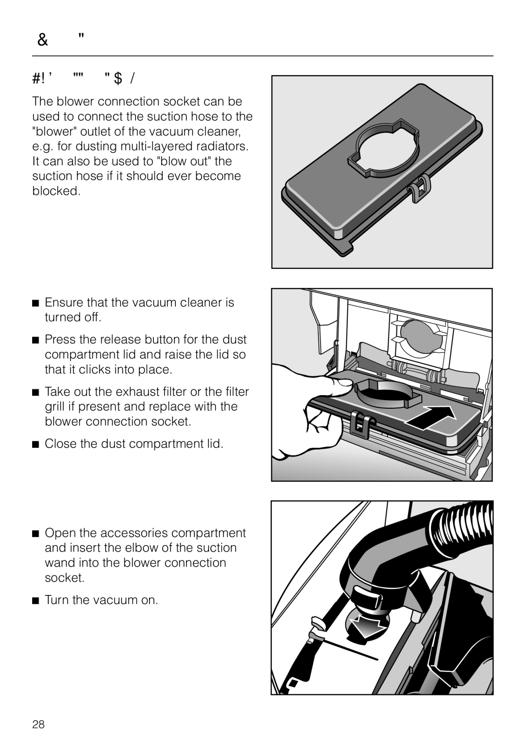 Miele S 558 manual Blower connection socket 